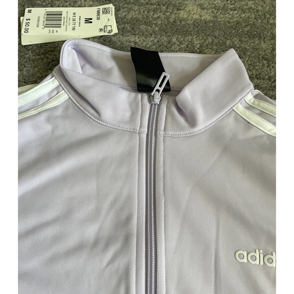 Adidas Womens M Track Jacket Purple Full Zipper Pockets Striped Sleeve NWT P5 - Picture 9 of 10
